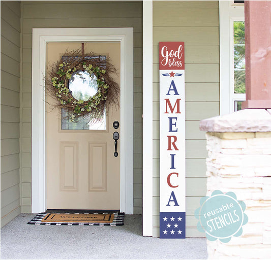 God Bless America - Porch Stencil Flag